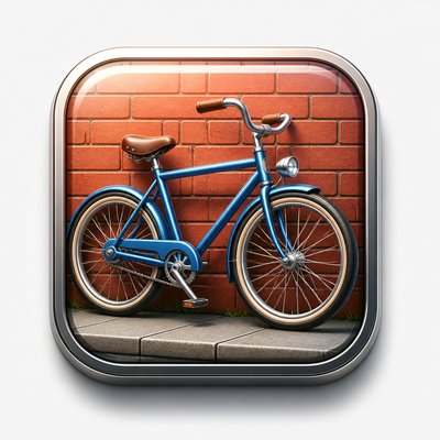bicyle resting against a wall