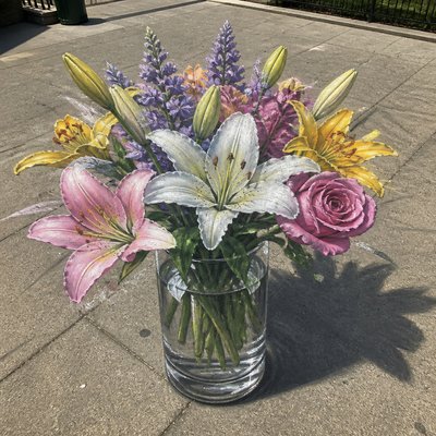 bouquet of flowers in a glass vase