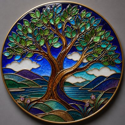 a tree in nature — Enamel Art Style