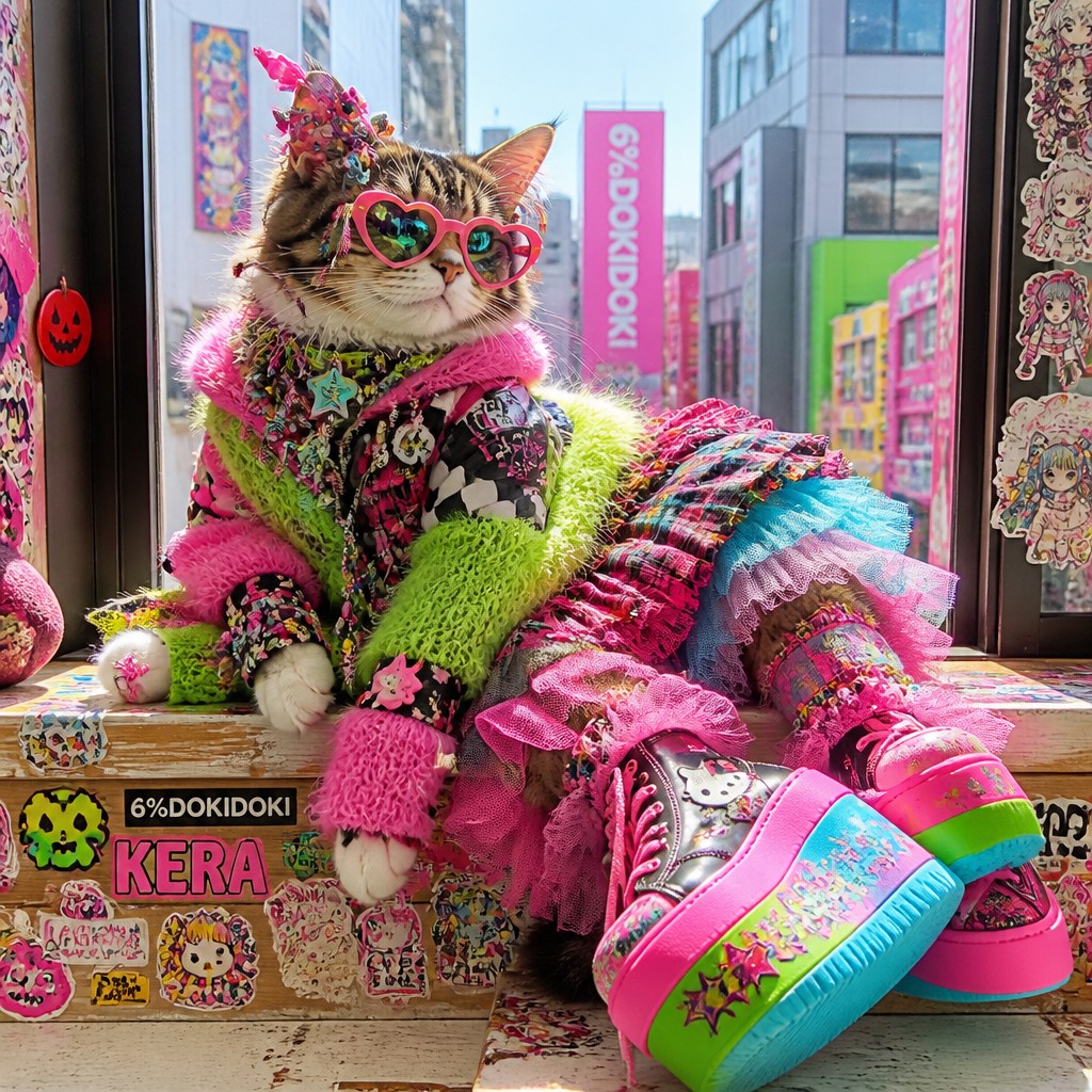 a cat lounging in a sunlit window — Harajuku Fashion Style