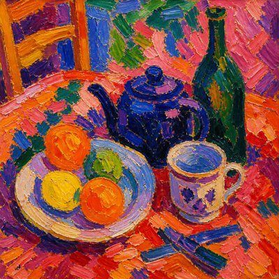 still life with everyday objects — Fauvist Impressionism Art Style