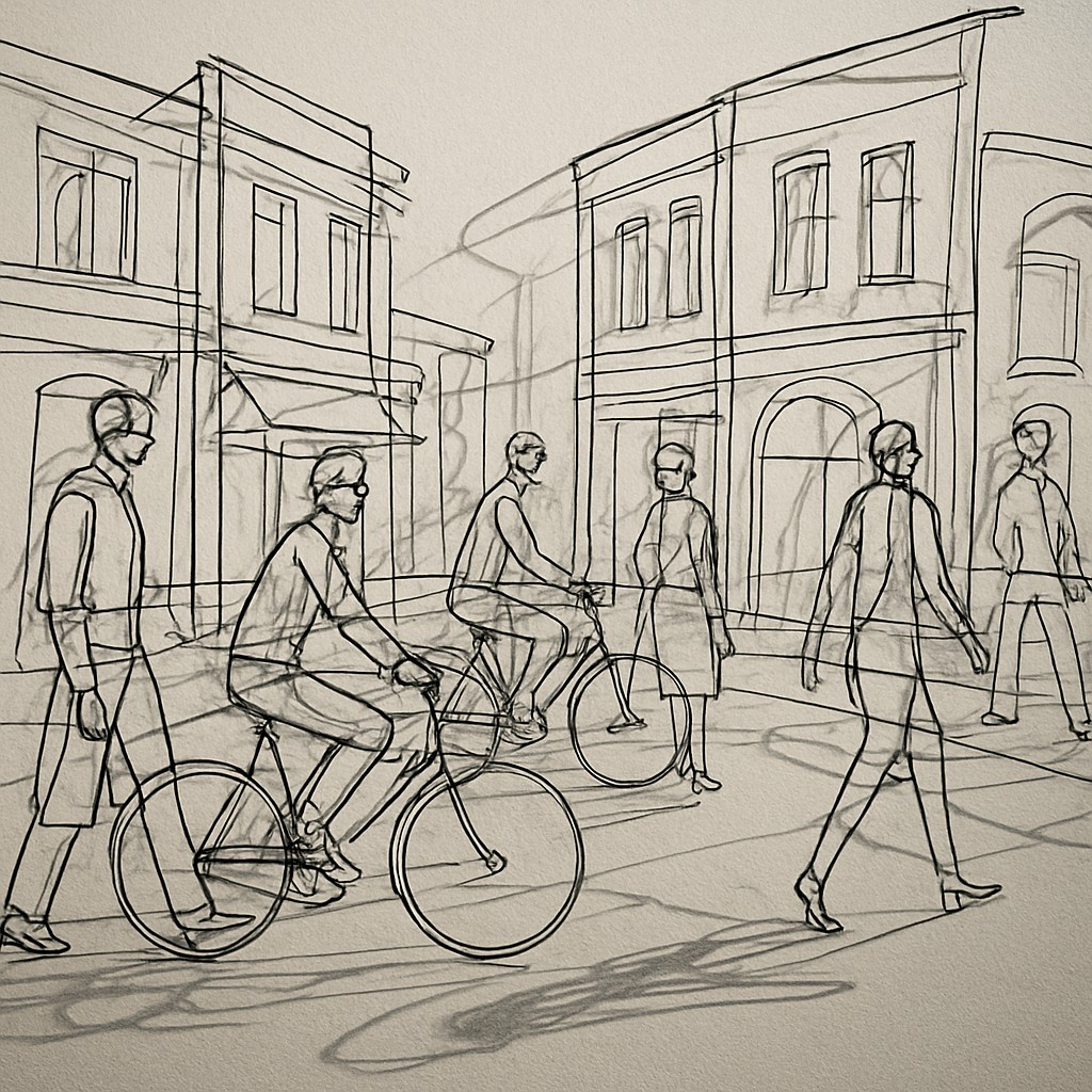 urban street with city activity