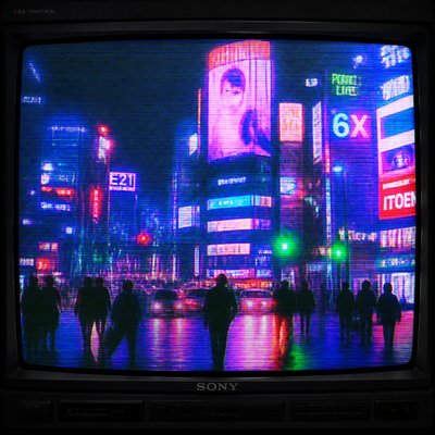 urban street with city activity — Video Art Style