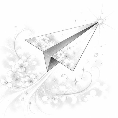 a paper plane, clean minimal composition on a plain background, no text