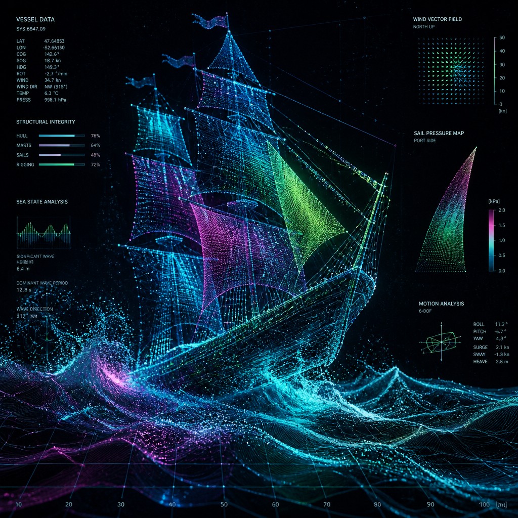 sailing ship on a stormy sea