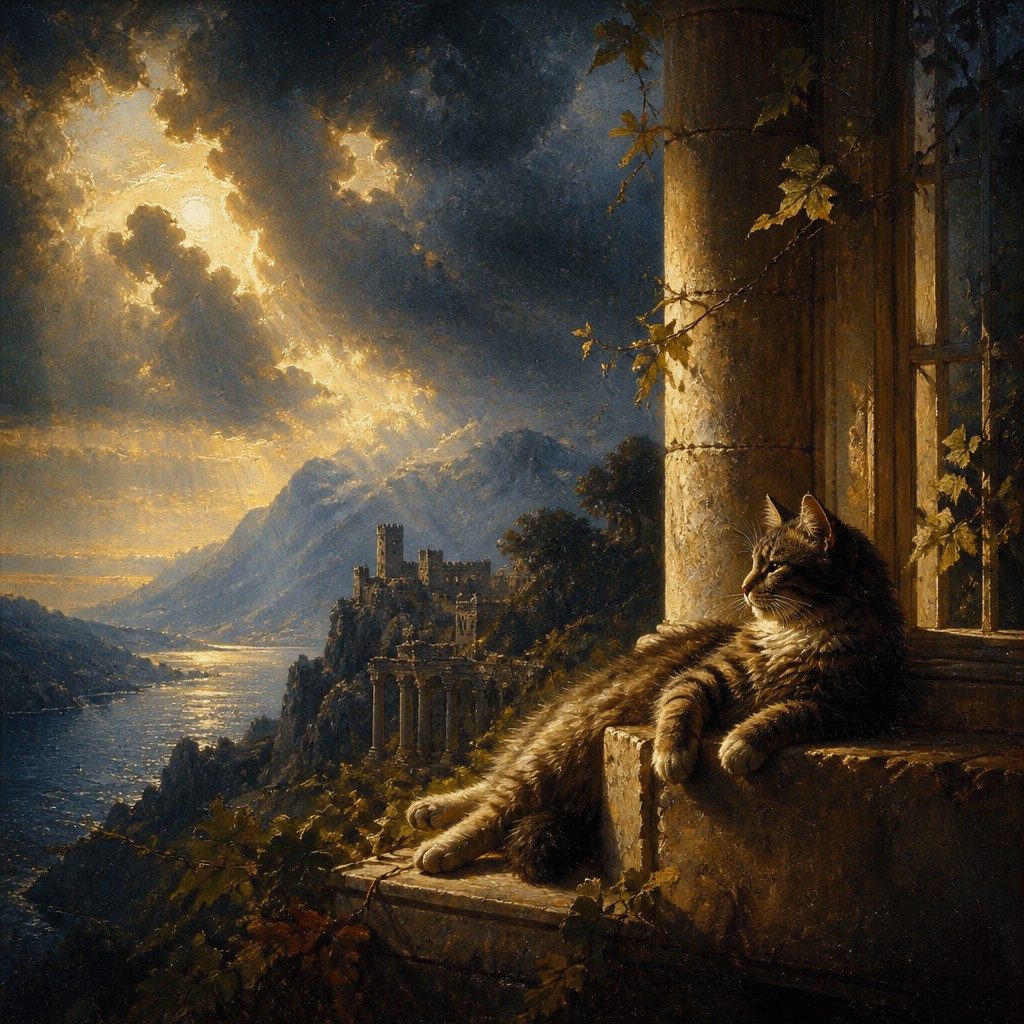 a cat lounging in a sunlit window