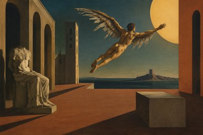 greek ignudi Icarus flying near the sun