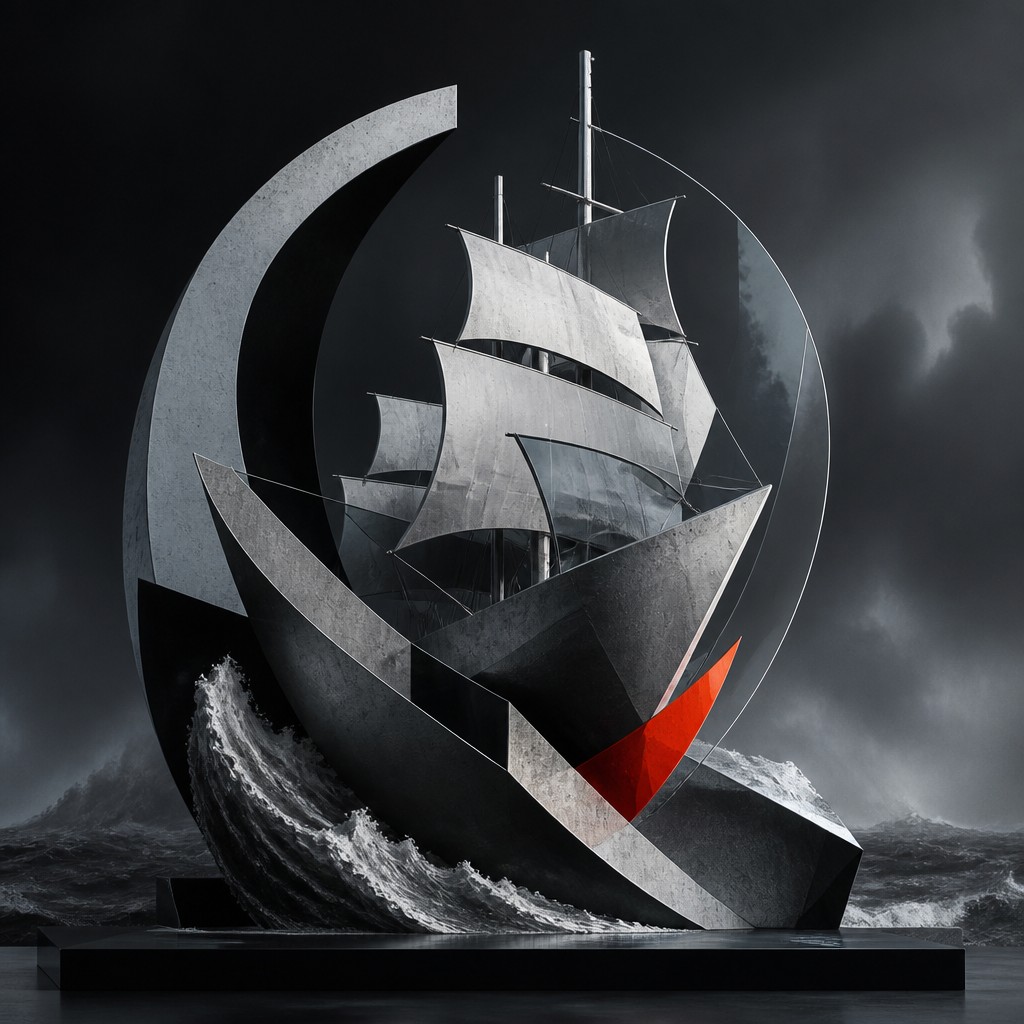 sailing ship on a stormy sea