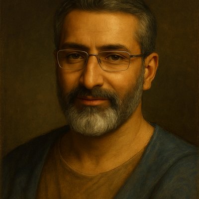 a painting of a man with glasses and a beard