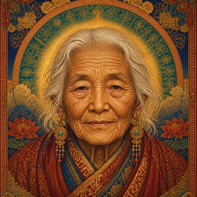 close-up portrait of an elderly person with expressive weathered features