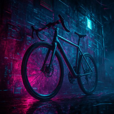 bicyle resting against a wall