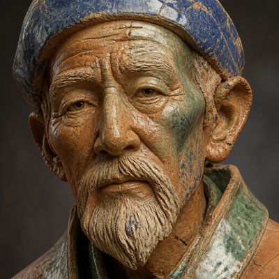 close-up portrait of an elderly person with expressive weathered features