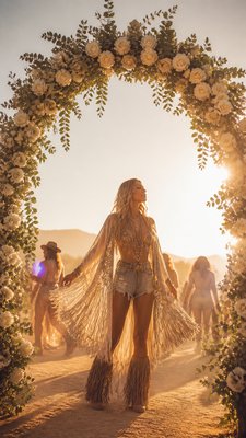 an arch of white roses and eucalyptus in soft morning light, elegant vertical composition with open space, no text