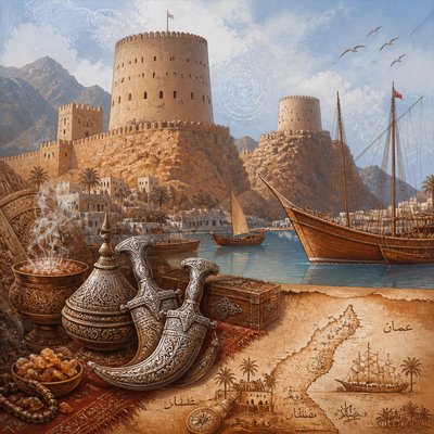 wide landscape with natural scenery — Omani Art Style