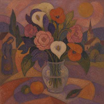 bouquet of flowers in a glass vase