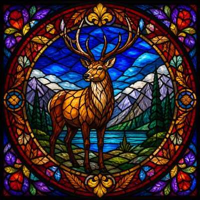 animal standing in natural pose — Stained Glass Art Style