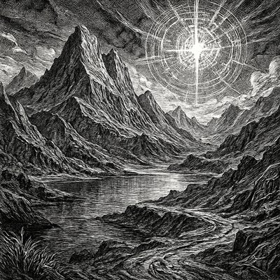 serene landscape with mountains and water