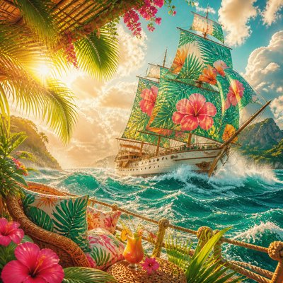 sailing ship on a stormy sea