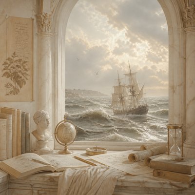sailing ship on a stormy sea