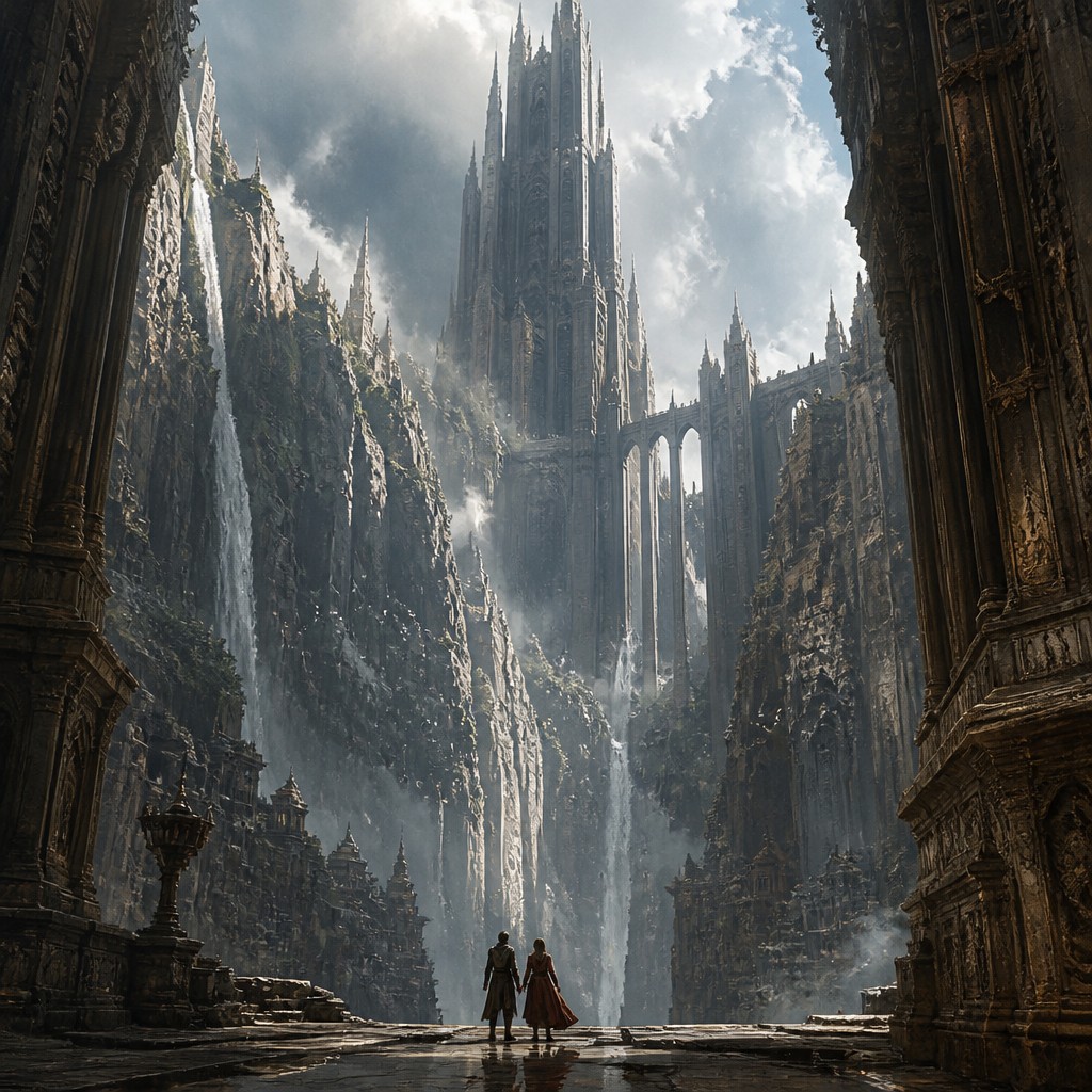 portrait of two people together — Epic Scale Art Style