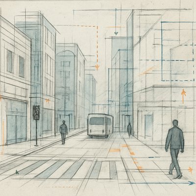 urban street with city activity