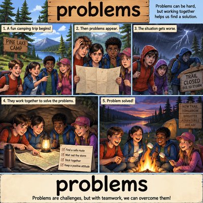 a cartoon of a group of people around a campfire