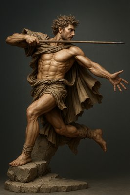 a statue of a man holding a sword