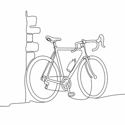 bicyle resting against a wall