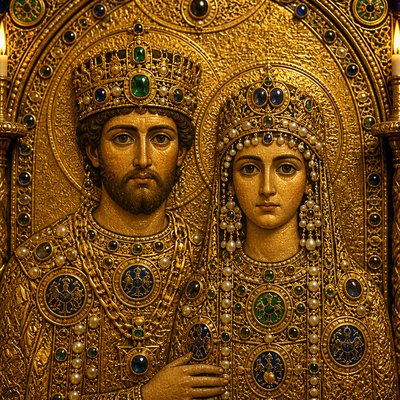 portrait of two people together — Byzantine Jewelry Design