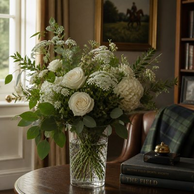 bouquet of flowers in a glass vase