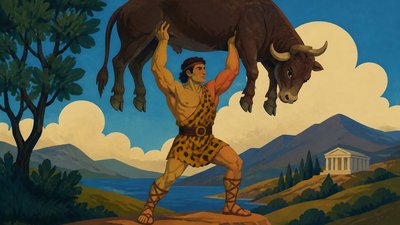 milo of croton lifting heavy animal 