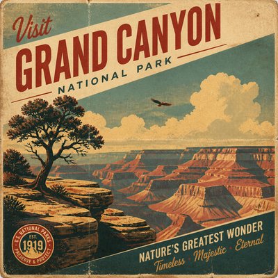 wide landscape with natural scenery — Vintage Poster Design