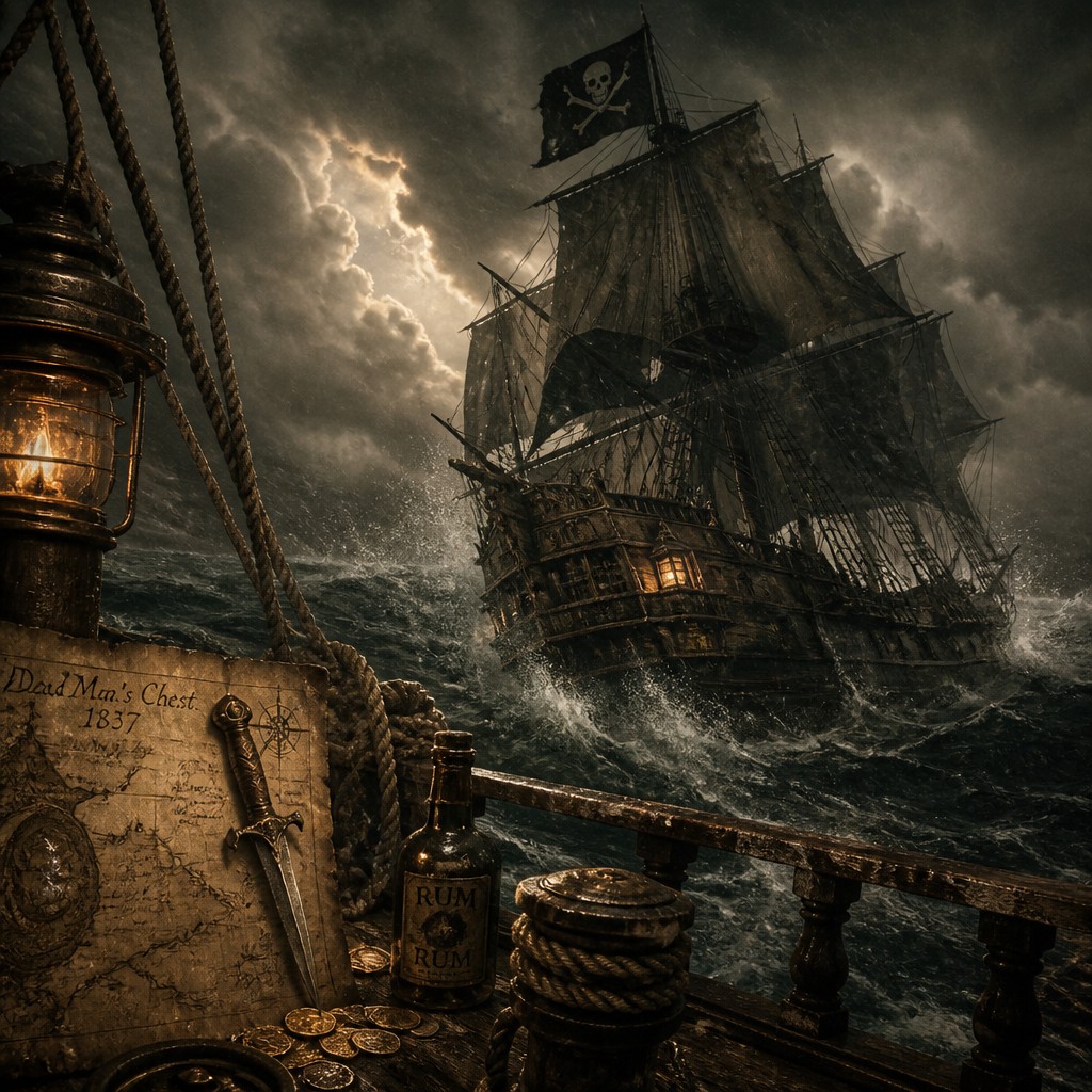 sailing ship on a stormy sea — Piratecore Aesthetic