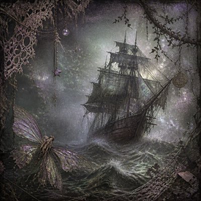 sailing ship on a stormy sea