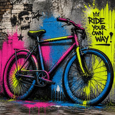 bicyle resting against a wall