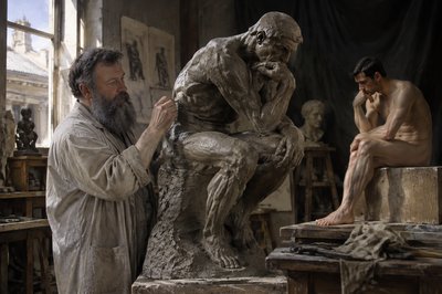 Rodin drawing the great thinker with a model posing for him