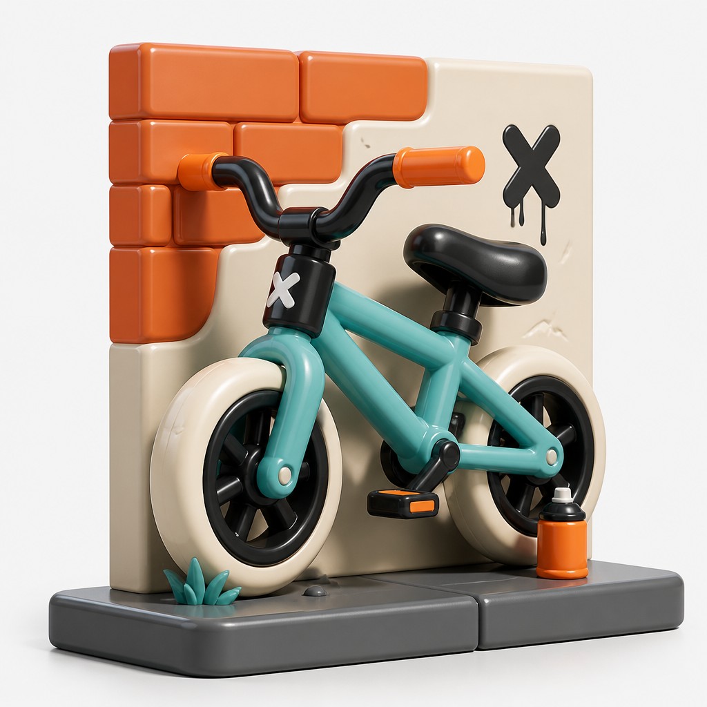 bicyle resting against a wall