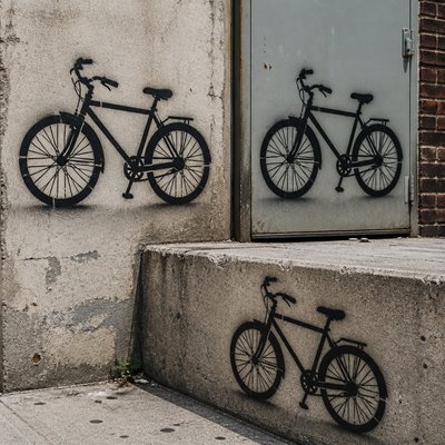 bicyle resting against a wall — Stencil Art Style