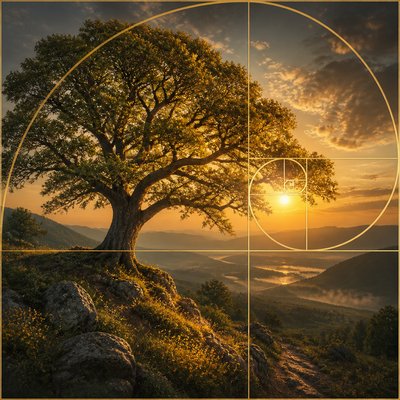 a tree in nature — Golden Ratio Art Style