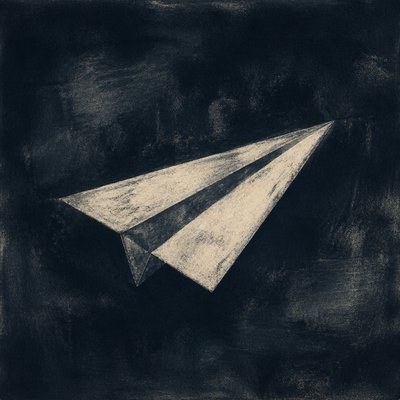 a paper plane, clean minimal composition on a plain background, no text