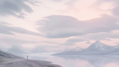 sweeping panoramic landscape with a dramatic sky