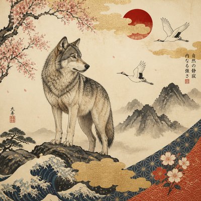 animal standing in natural pose — Japanese Art Style