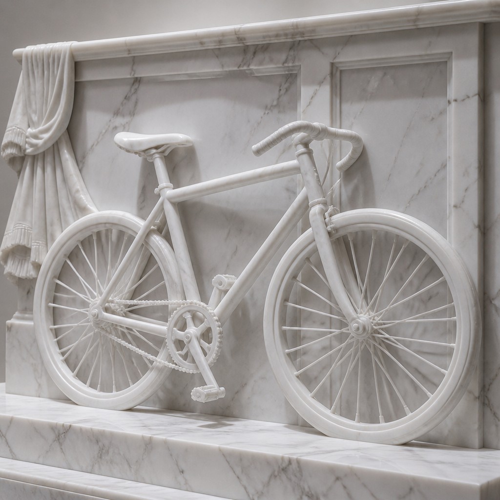 bicyle resting against a wall
