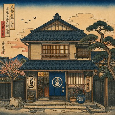 house with front view — Ukiyo-e Art Style