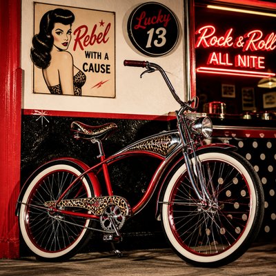 bicyle resting against a wall — Rockabilly Aesthetic