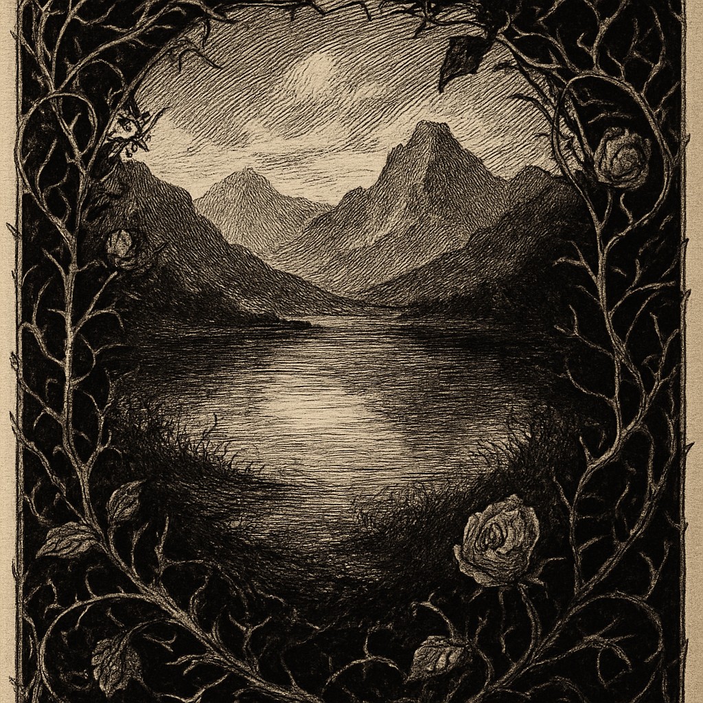 serene landscape with mountains and water