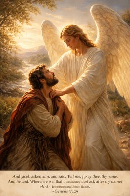 “And Jacob asked him, and said, Tell me, I pray thee, thy name. And he said, Wherefore is it that thou dost ask after my name? And he blessed him there.” (Genesis 32:29, KJVA)
