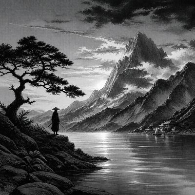 serene landscape with mountains and water