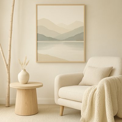 serene landscape with mountains and water