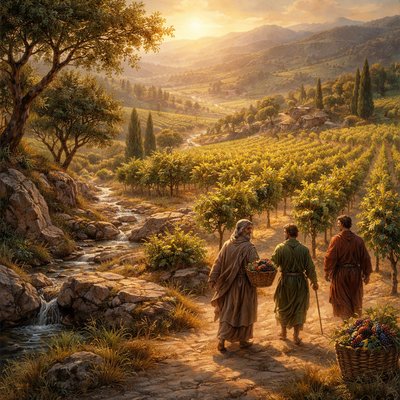 And when the time of the fruit drew near, he sent his servants to the husbandmen, that they might receive the fruits of it. Matthew 21:34 (KJV) setting is a vineyard 
